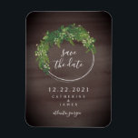 Watercolor Inspired Botanical Save The Date Magnet<br><div class="desc">A wedding save the date magnet featuring a botanical design with a dark grey watercolor inspired background.</div>