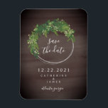 Watercolor Inspired Botanical Save The Date Magnet<br><div class="desc">A wedding save the date magnet featuring a botanical design with a dark grey watercolor inspired background.</div>