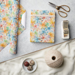 Watercolor-Inspired Floral Pattern Wrapping Paper