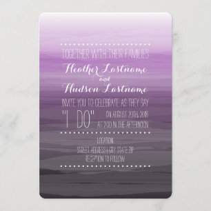 Watercolor Inspired Ombre Wedding - Dark Plum Invitation