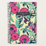 Watercolor Inspired Pink   Green Botanical Floral Planner<br><div class="desc">Watercolor inspired green and pink floral pattern</div>