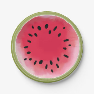 Watercolor Inspired Watermelon Paper Plates