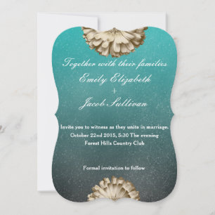 Watercolor Inspired Wedding Golden Daisy - Teal Save The Date