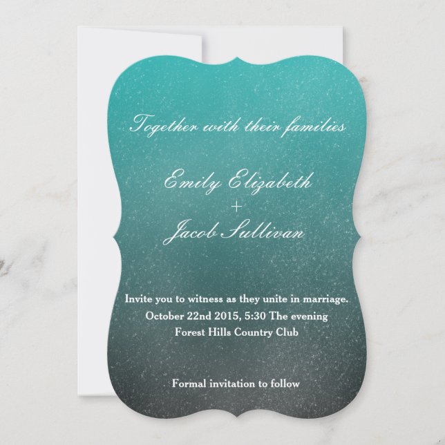 Watercolor Inspired Wedding - Teal Save The Date (Front)