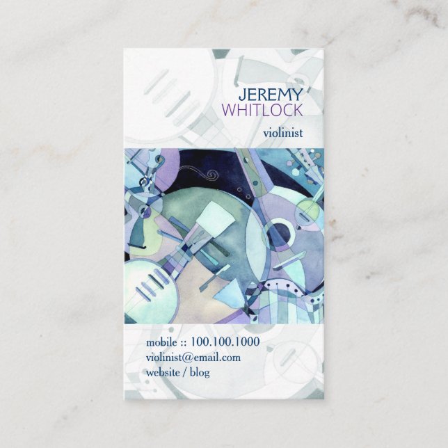 Watercolor Instruments Musician Business Card (Front)