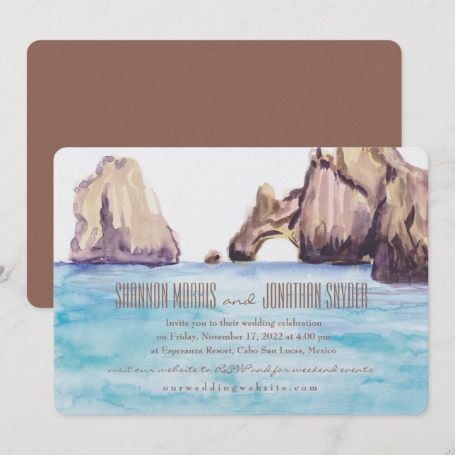 Watercolor Invitation for Cabo Mexico (Front/Back)