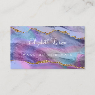 Watercolor Iridescent Glitter Agate Makeup Artist Business Card