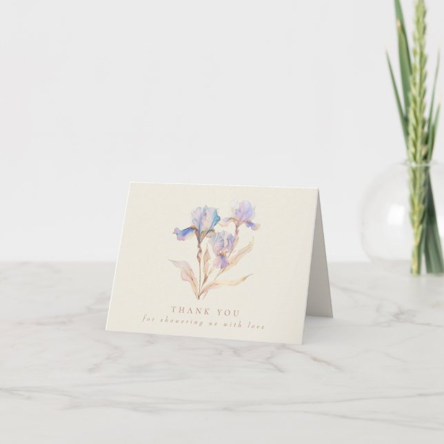 Watercolor Iris Baby Shower Thank You Card (Front)