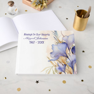 Watercolor Iris Bouquet for Memorial Service Guest Book