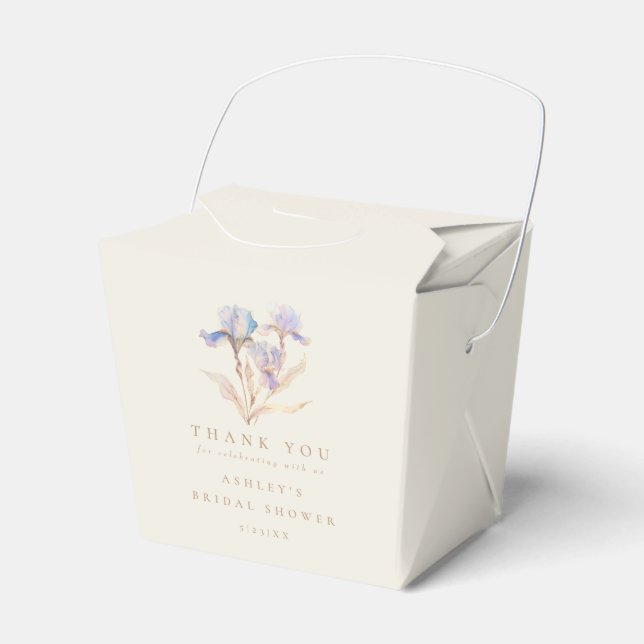Watercolor Iris Bridal Shower Favour Box (Front Side)