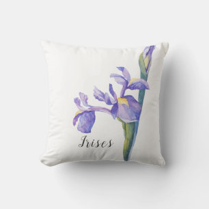 Watercolor Iris Floral Cushion