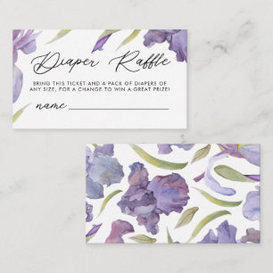 Watercolor Iris Floral Spring Baby Diaper Raffle Enclosure Card