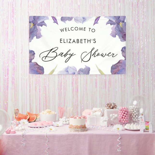 Watercolor Iris Floral Spring Garden Welcome Sign (Party)