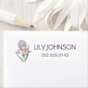 Watercolor Iris Flowers Kids Custom Name Labels