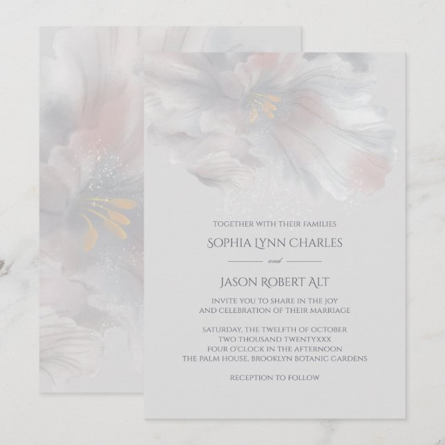 Watercolor Iris Wedding Invitation (Front/Back)