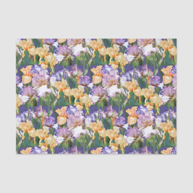 Watercolor Irises / Floral Decoupage Craft  Tissue Paper (Front)