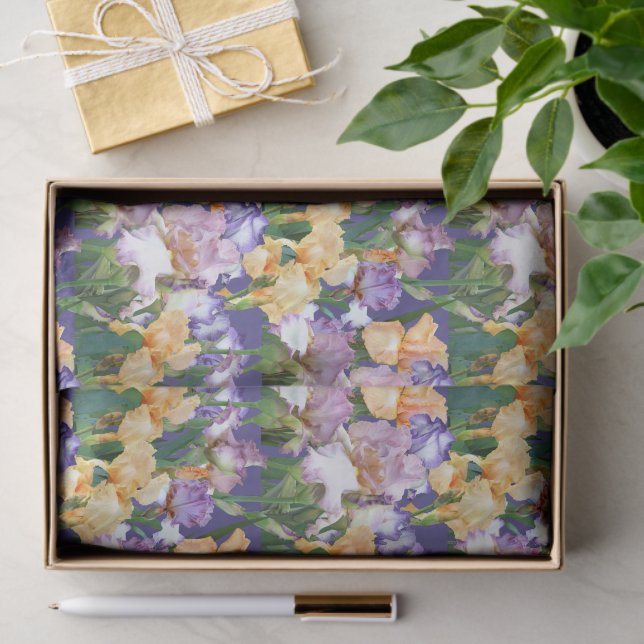 Watercolor Irises / Floral Decoupage Craft  Tissue Paper (Gift)