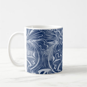 Watercolor Irises: Indigo Vintage Nouveau Coffee Mug