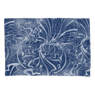 Watercolor Irises: Indigo Vintage Nouveau Pillowcase