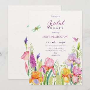 Watercolor irish flowers bridal shower invitation