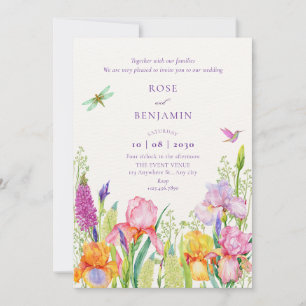 Watercolor irish flowers wedding  invitation