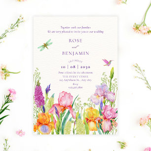 Watercolor irish flowers wedding invitation
