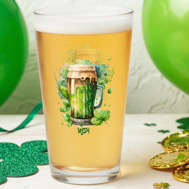 Watercolor Irish Green Beer St Patricks Day Glass (Creator Uploaded)