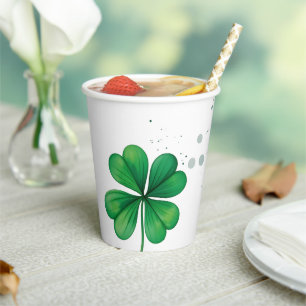 Watercolor Irish Leaf St Patrick's Day Baby Shower Paper Cups