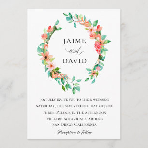 Watercolor Island Botanical Wreath Wedding Invitation