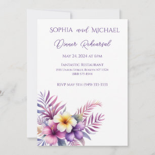 Watercolor Island Romance Wedding Dinner Rehearsal Invitation