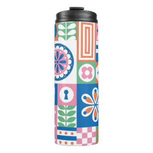 Watercolor isolated illustration of green kiwi fru thermal tumbler