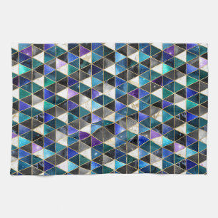 Watercolor Isometric with Gold and Marble Galaxy Tea Towel