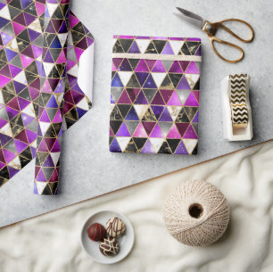 Watercolor Isometric with Gold and Marble Galaxy Wrapping Paper