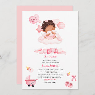 Watercolor it is girl Boho Nursery  Baby Shower Invitation
