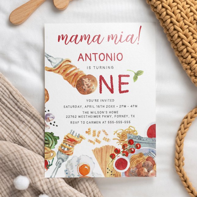 Watercolor Italian 1st Birthday Invitation (Creator Uploaded)