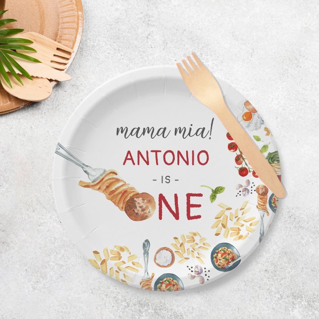 Watercolor Italian 1st Birthday Paper Plate (Creator Uploaded)
