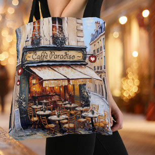 Watercolor Italian Café Coffee Lover Tote Bag