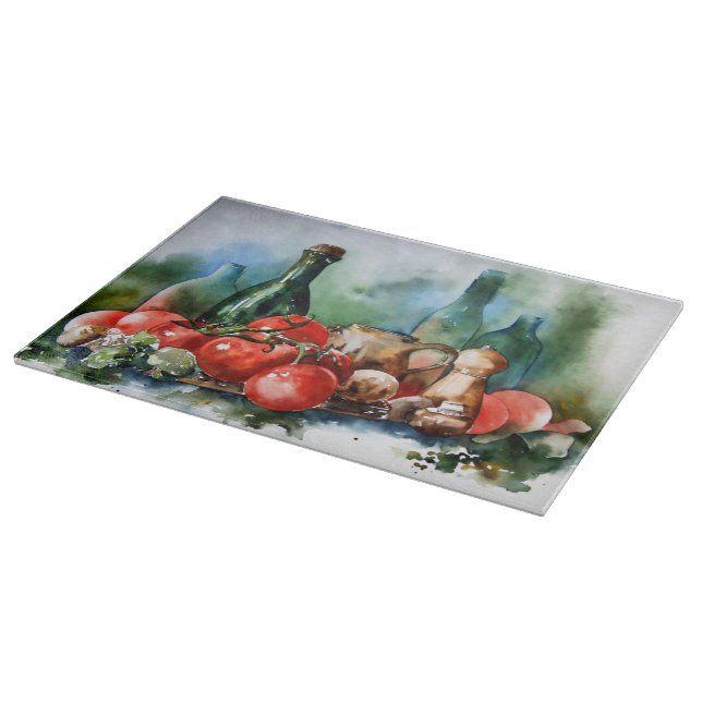 Watercolor Italian Cuisine Cutting Board (Corner)