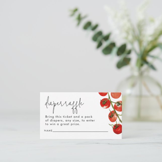 Watercolor Italian Diaper Raffle Baby Shower  Enclosure Card (Standing Front)