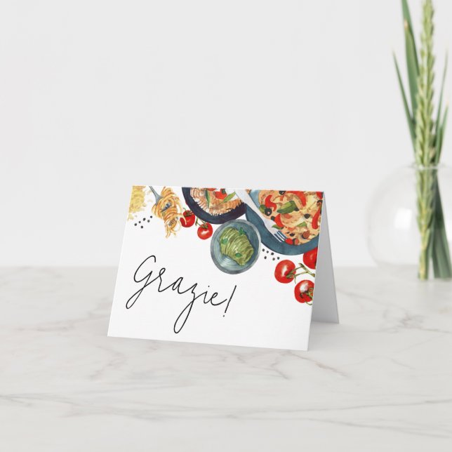 Watercolor Italian Food That's Amore!  Thank You Card (Front)