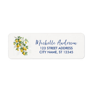 Watercolor Italian Lemon Branch Return Address