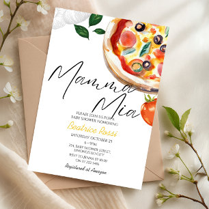 Watercolor Italian Mamma Mia! Pizza Baby Shower  Invitation