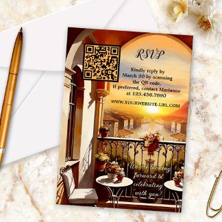 Watercolor Italian Sunset Wedding RSVP Card