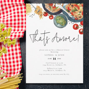 Watercolor Italian That's Amore! Rehearsal Dinner Invitation