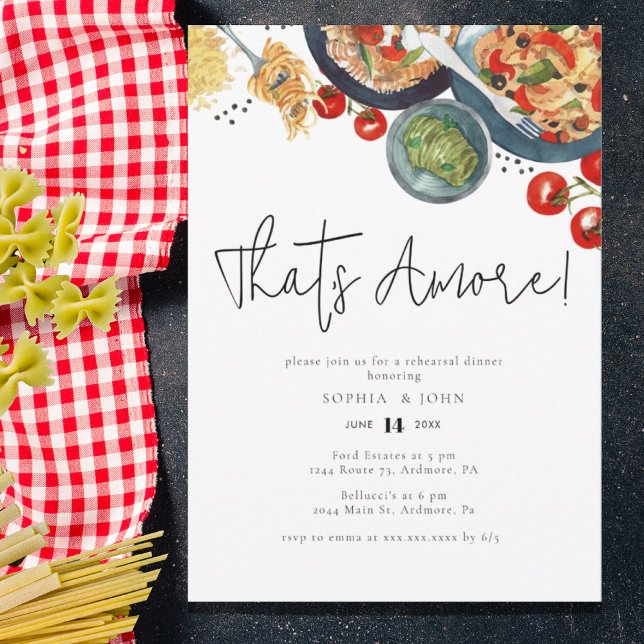 Watercolor Italian That's Amore! Rehearsal Dinner Invitation (Creator Uploaded)