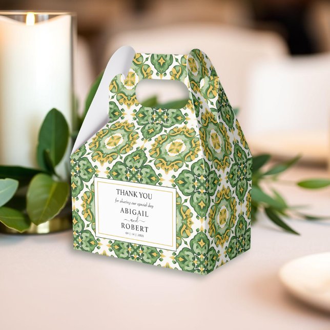Watercolor Italian tile Mediterranean wedding Favour Box (Creator Uploaded)