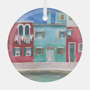 Watercolor Italy: Hand Drawn Glass Tree Decoration