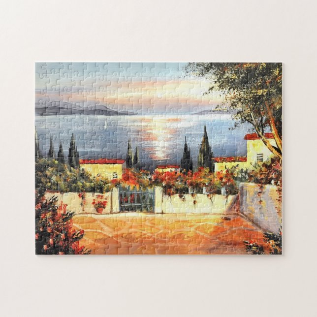 Watercolor Italy scenic summer Jigsaw Puzzle (Horizontal)
