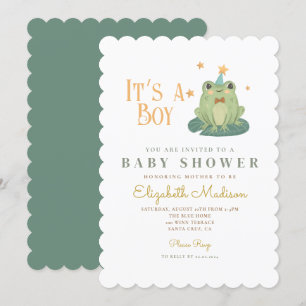 Watercolor its a boy Frog  Baby Shower Invitation