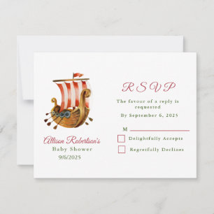 Watercolor It's A Boy Vikings Party Baby Shower RSVP Card